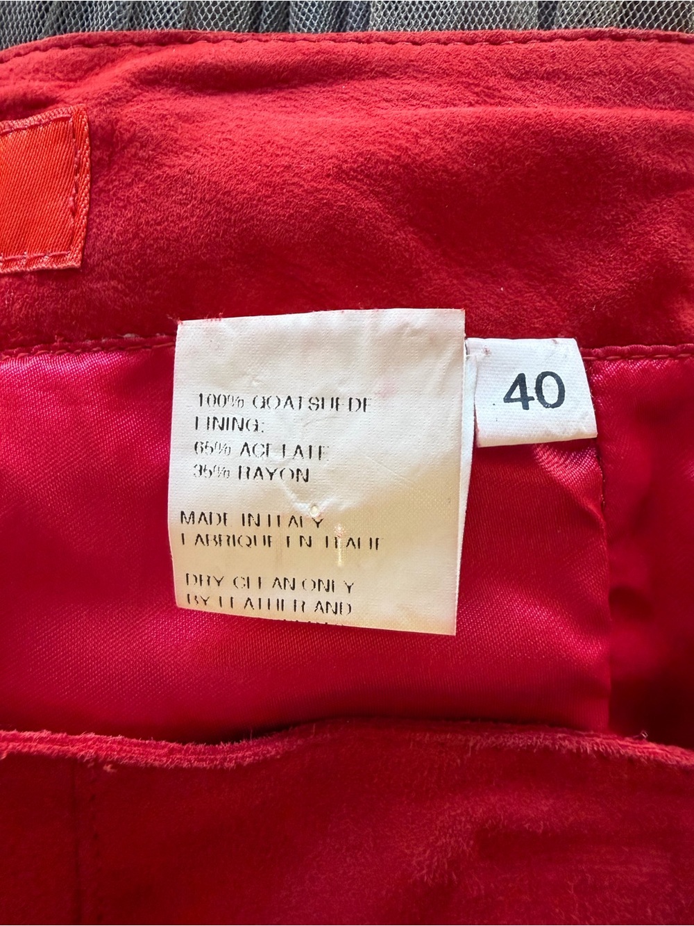 Vintage Red Suede A-Line Skirt with Fringe Hem - Picture 4 of 5